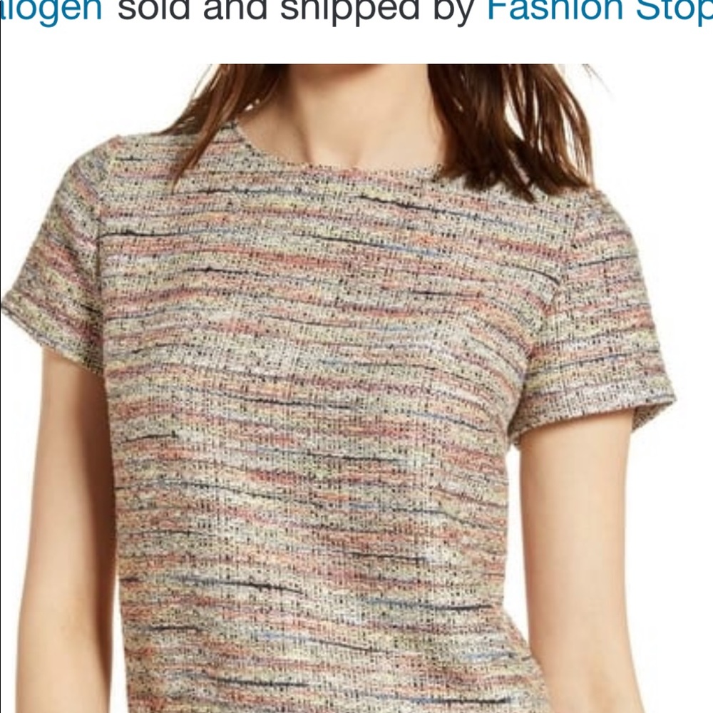 Halogen tweed poplin ruffle top small lagenlook - Picture 2 of 12